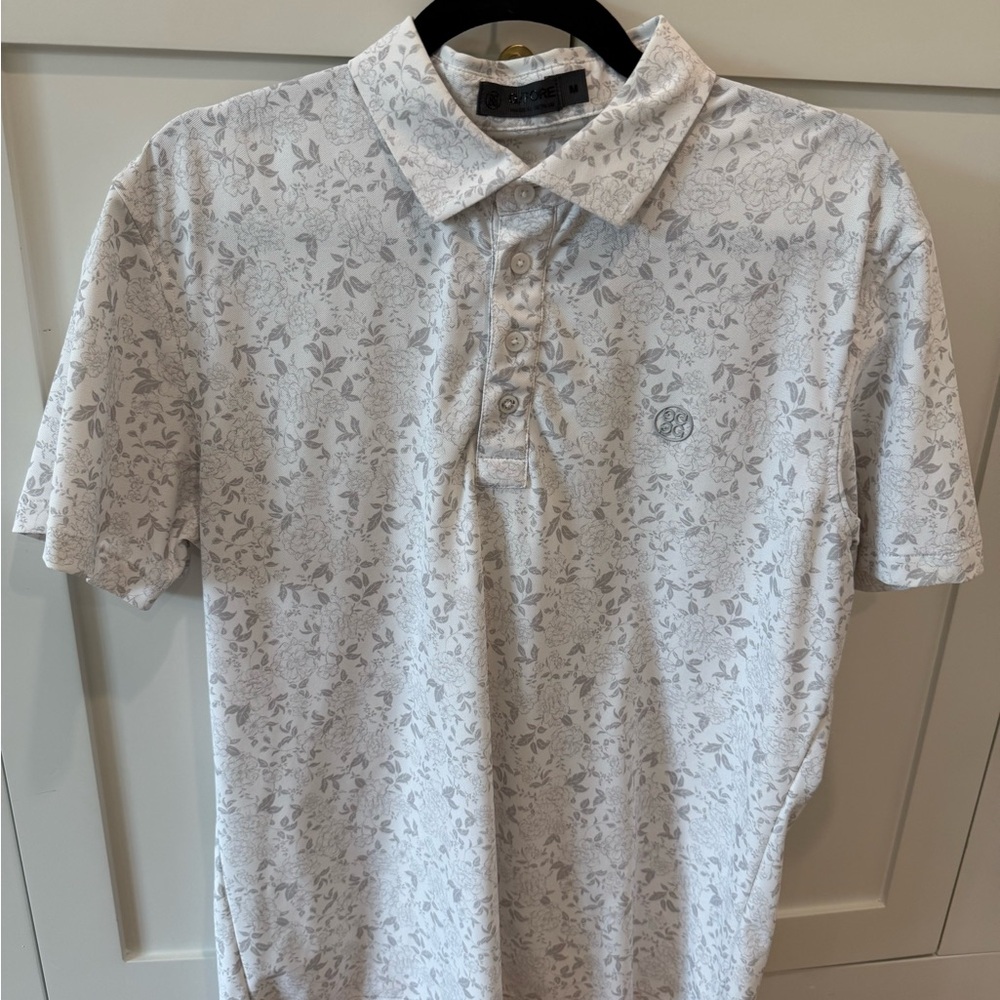 G/FORE Light Gray Floral-Print Polo